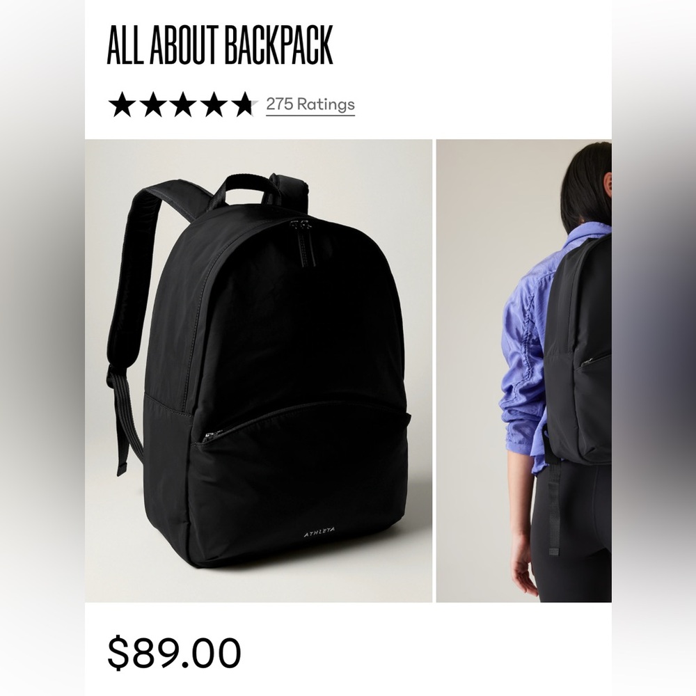 NWT Athleta All About Backpack - Black